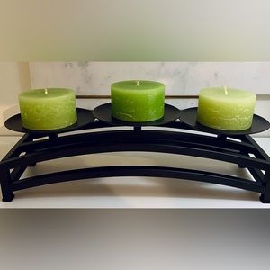 Chinese metal table candle stand w/candles included